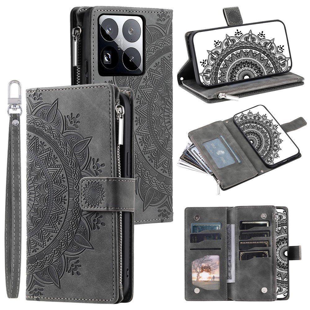 Style 006 For Xiaomi 15 Pro Wallet Case PU Leather Phone Cover Mandala Flower Pattern