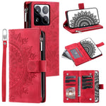 Stil 006 För Xiaomi 15 Pro Plånboksfodral PU-läder mobilfodral Mandala Blommönster