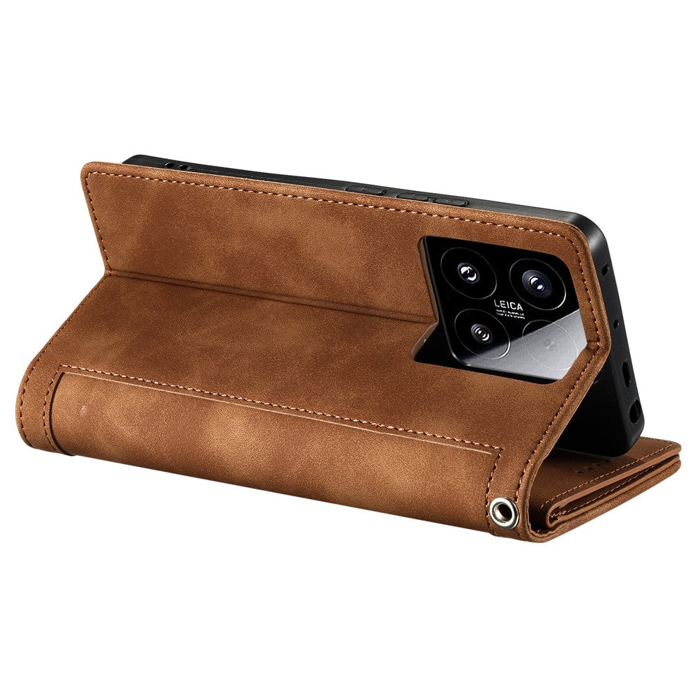 For Xiaomi 15 Case PU Leather Phone Cover with Zipper Wallet 9 Card Slots