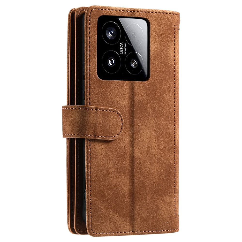 For Xiaomi 15 Case PU Leather Phone Cover with Zipper Wallet 9 Card Slots