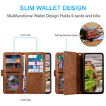 For Xiaomi 15 Pro Case PU Leather Phone Cover with Zipper Wallet 9 Card Slots