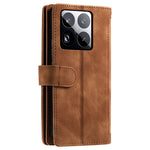 For Xiaomi 15 Pro Case PU Leather Phone Cover with Zipper Wallet 9 Card Slots