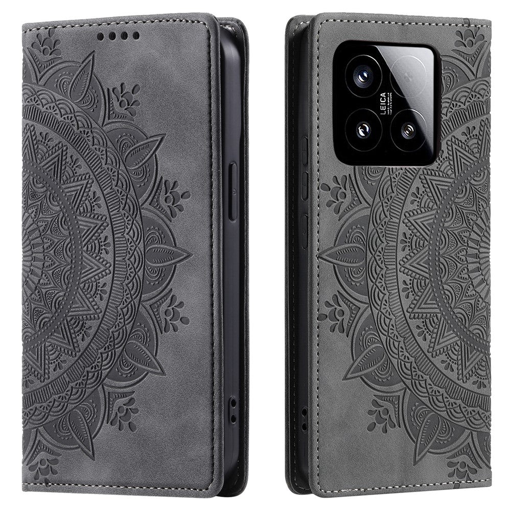 Style 010 For Xiaomi 15 Case Mandala Pattern Magnetic Closing Leather Phone Cover