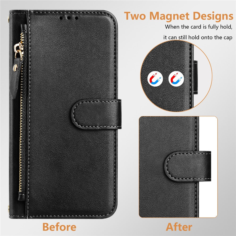 For Xiaomi Redmi Note 14 5G Case Zipper Pocket Multiple Card Slots Leather Phone Cover