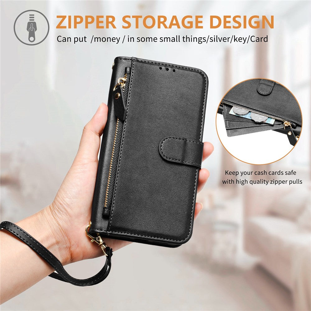 For Xiaomi Redmi Note 14 5G Case Zipper Pocket Multiple Card Slots Leather Phone Cover
