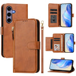 For Samsung Galaxy S25 Case Zipper Pocket Multiple Card Slots Leather Phone Cover