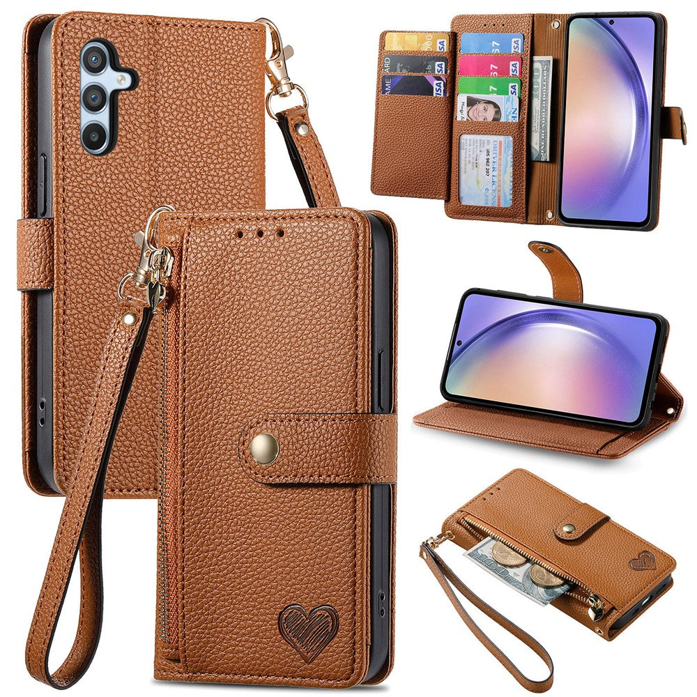 For Samsung Galaxy A36 5G Case RFID Blocking Zipper Pocket Leather Wallet Phone Cover
