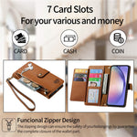 For Samsung Galaxy A36 5G Case RFID Blocking Zipper Pocket Leather Wallet Phone Cover