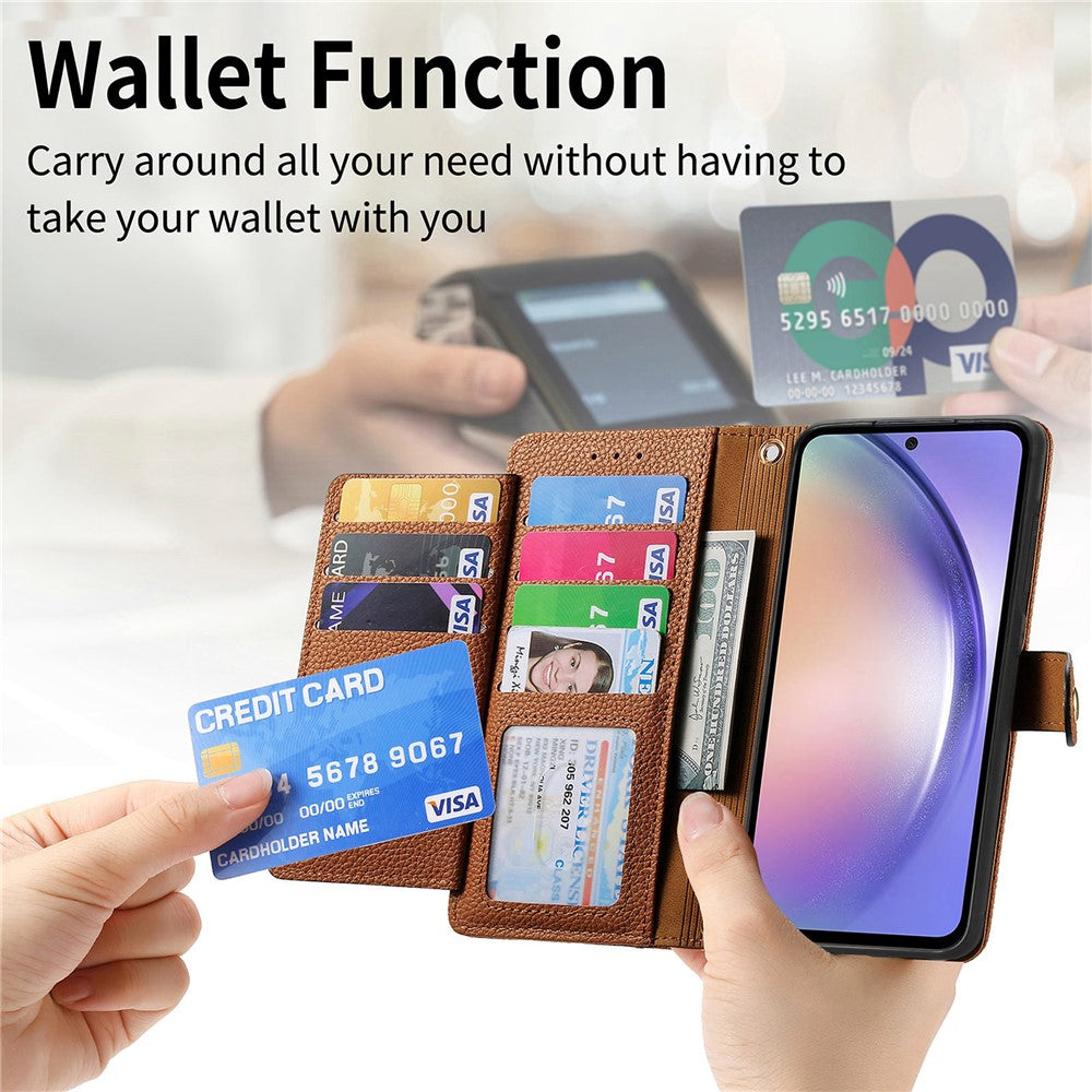 For Samsung Galaxy A36 5G Case RFID Blocking Zipper Pocket Leather Wallet Phone Cover