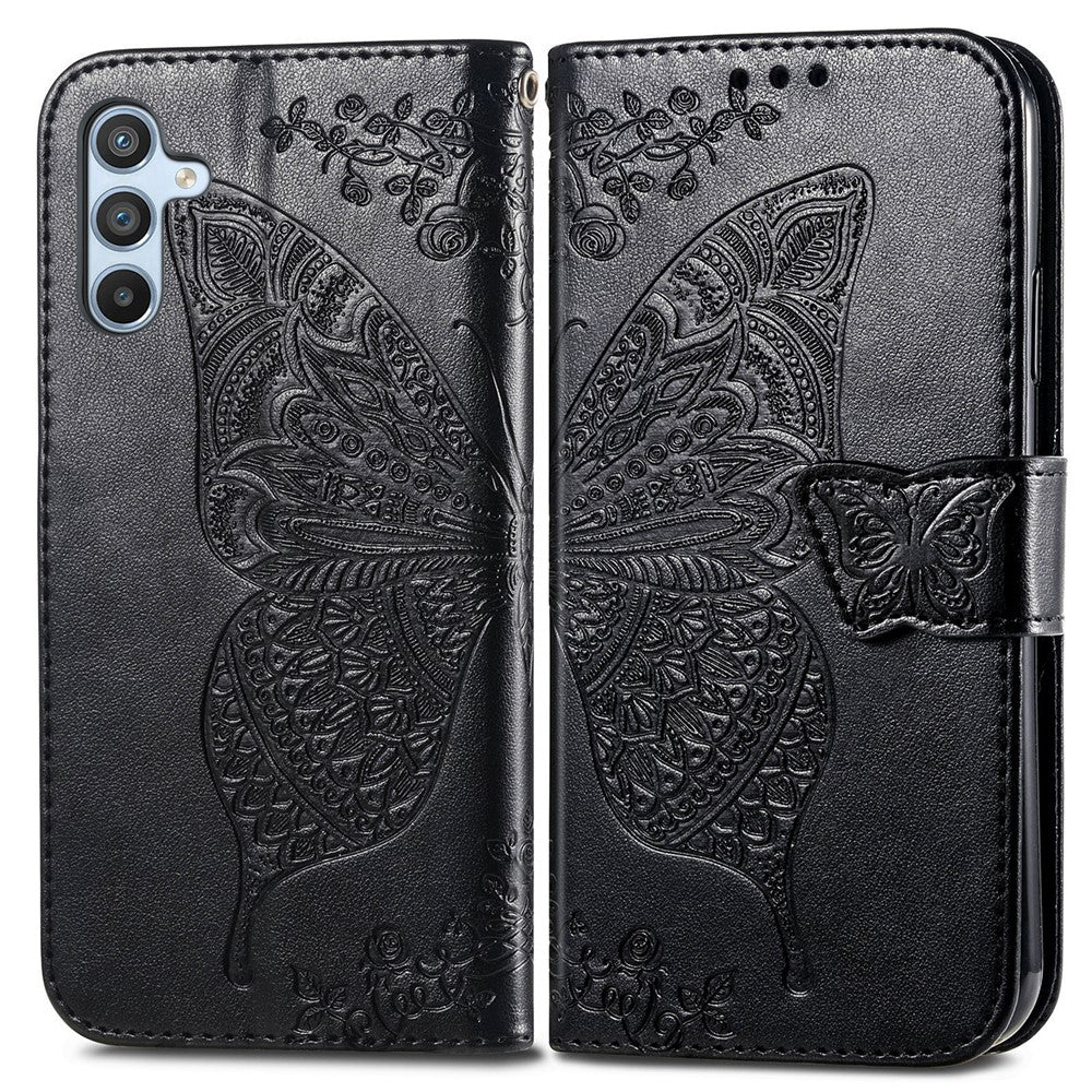 Samsung Galaxy A36 5G-skal i PU-läder med plånbok, mobilfodral med fjärilsmönster