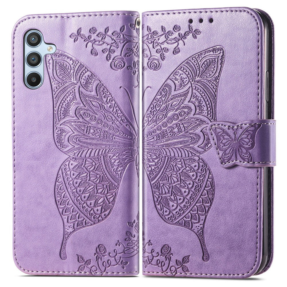Samsung Galaxy A36 5G-skal i PU-läder med plånbok, mobilfodral med fjärilsmönster