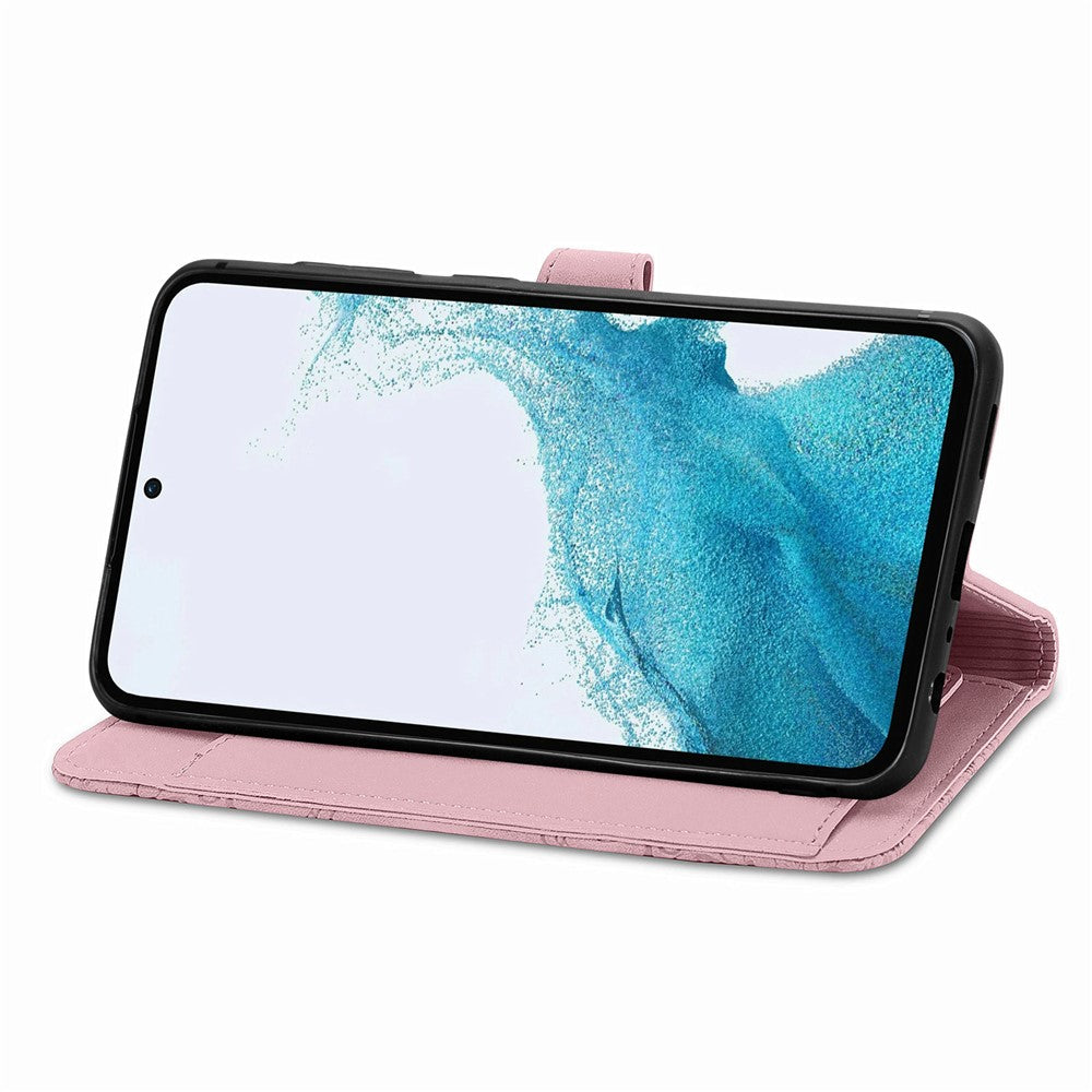 For Samsung Galaxy A36 5G Zipper Wallet Case with Strap Flower Imprint PU Leather Phone Cover