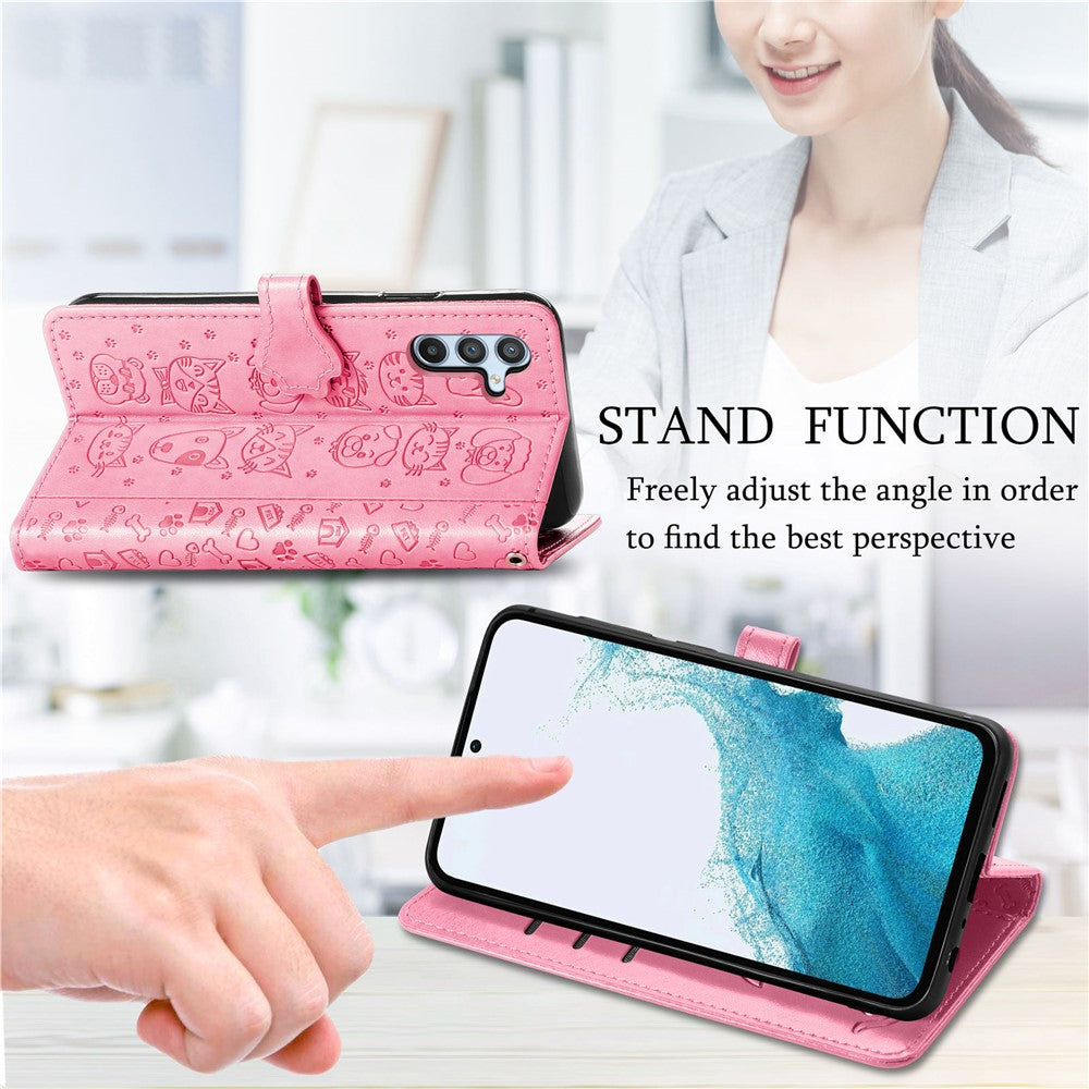 For Samsung Galaxy A56 5G Case Leather Wallet Flip Phone Cover Cute Cat Dog Pattern