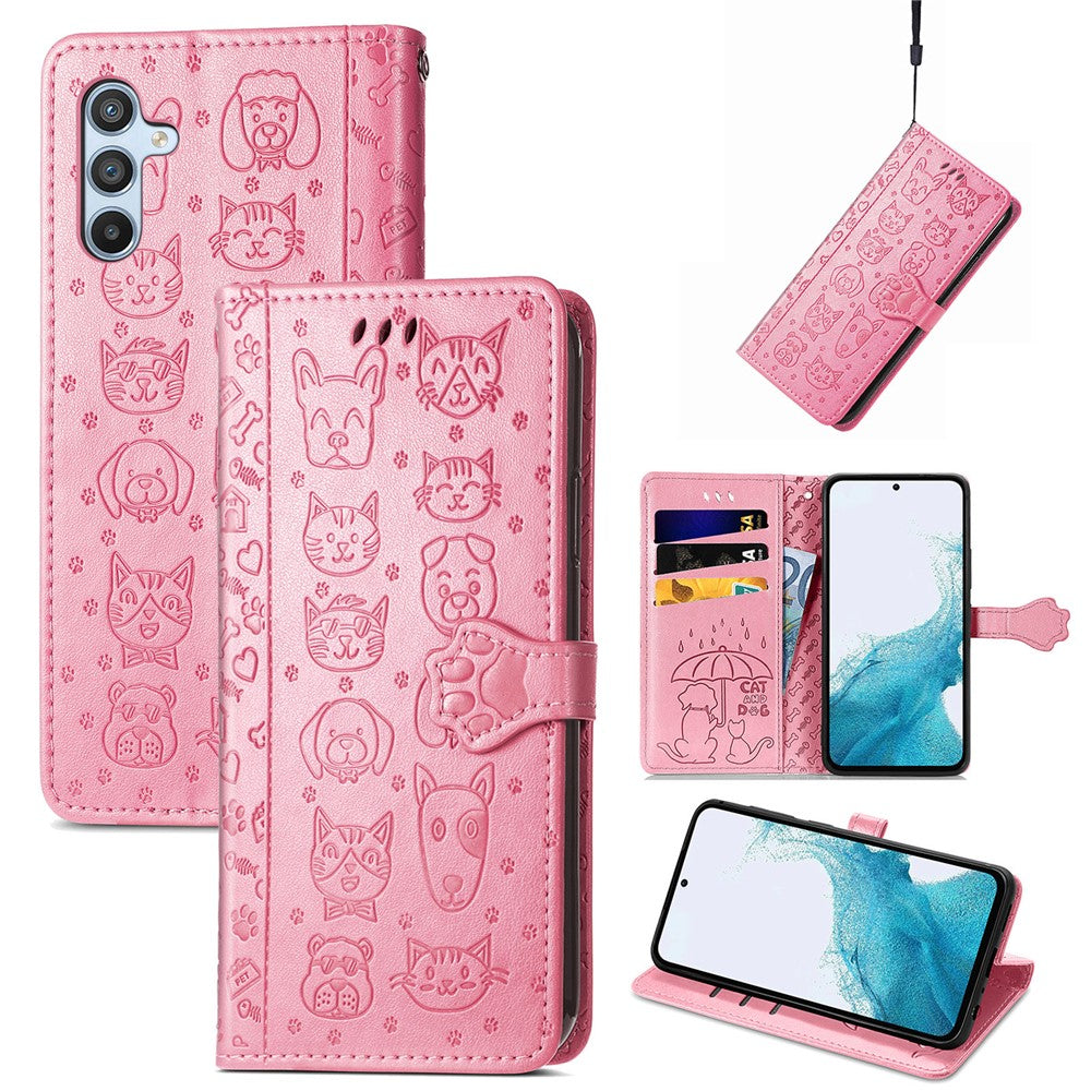 For Samsung Galaxy A56 5G Case Leather Wallet Flip Phone Cover Cute Cat Dog Pattern