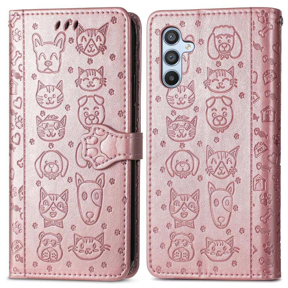 For Samsung Galaxy A56 5G Case Leather Wallet Flip Phone Cover Cute Cat Dog Pattern