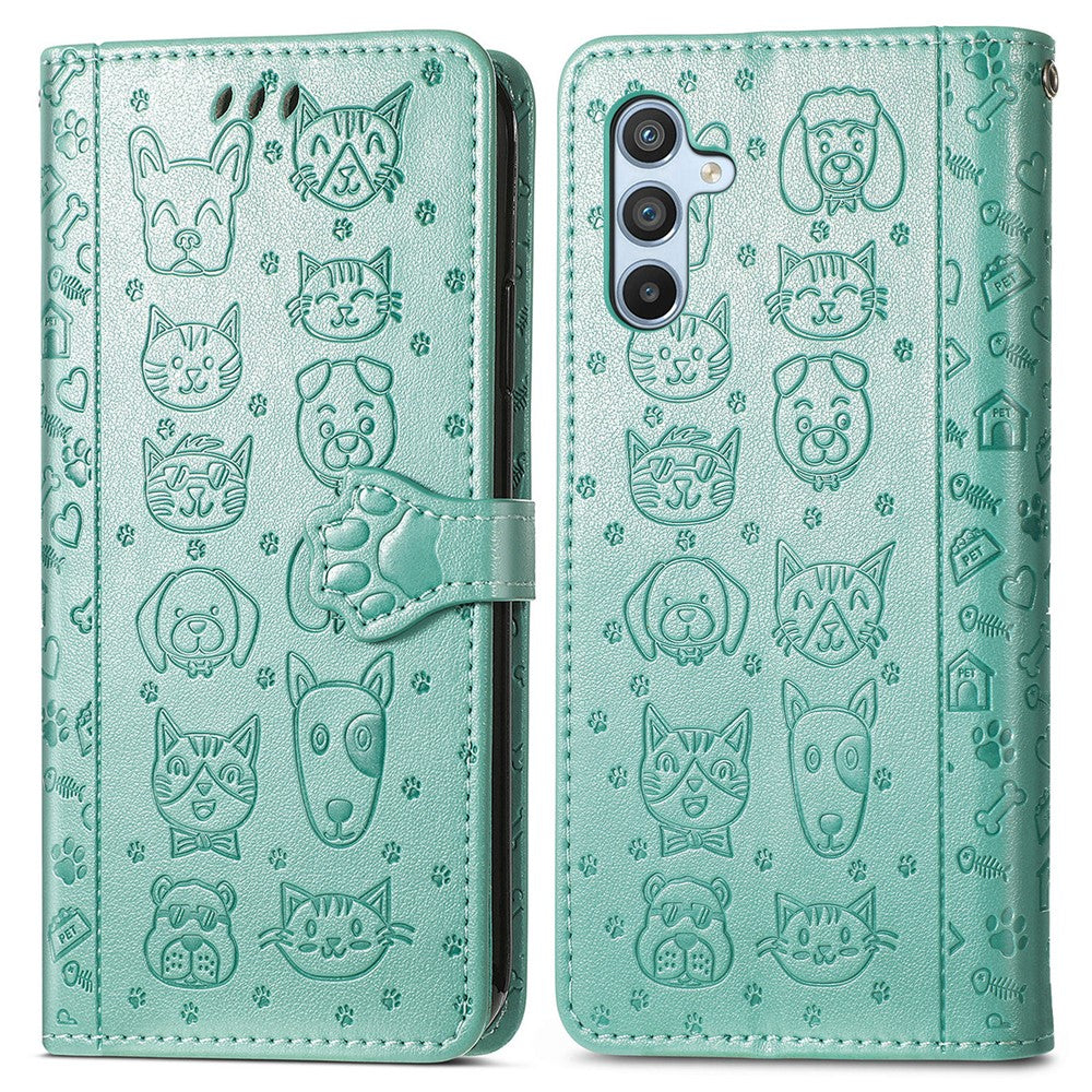 For Samsung Galaxy A56 5G Case Leather Wallet Flip Phone Cover Cute Cat Dog Pattern