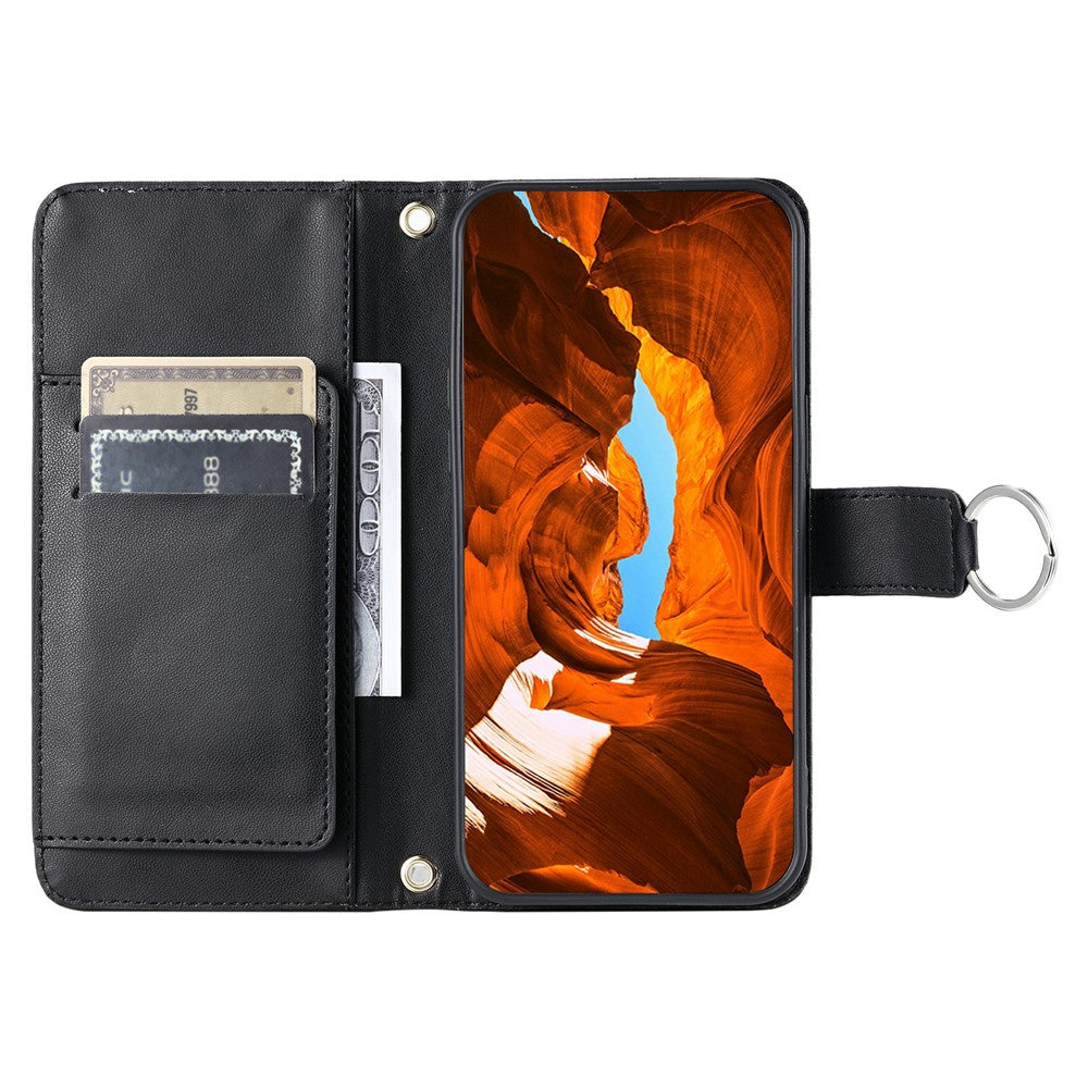 Xiaomi Redmi Note 13 4G mobilskal med axelrem, läderfodral, ringlås och plånboksfunktion, rombdesign