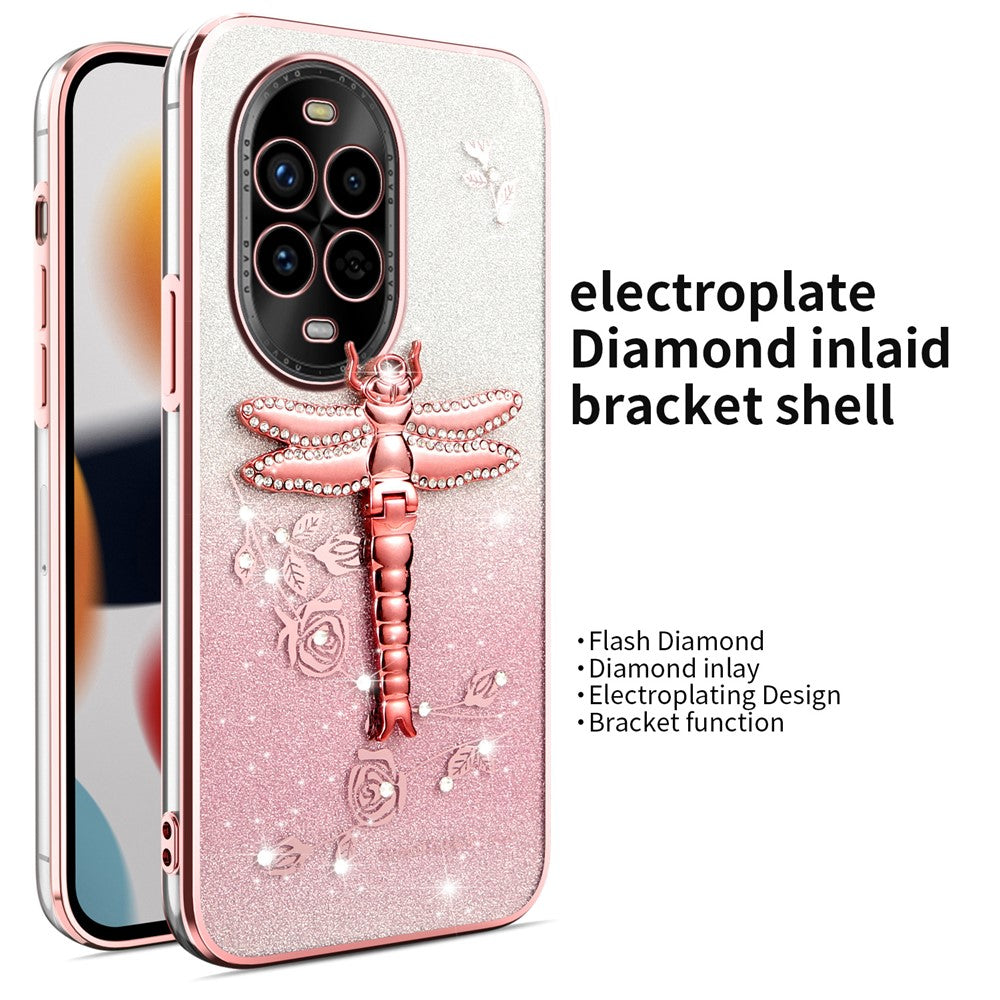 KADEM Dragonfly-stativetui til Huawei Nova 13 Pro 5G, TPU med blomster og glitter