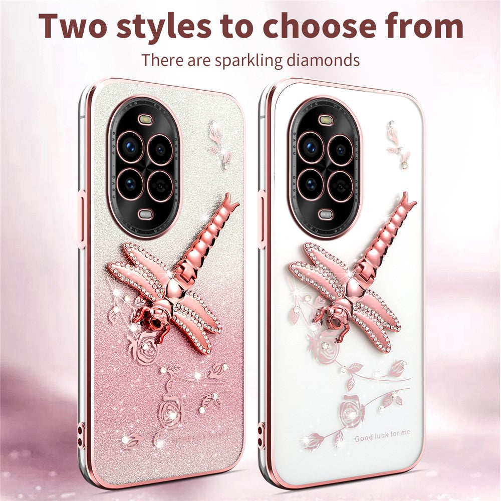 KADEM Dragonfly-stativetui til Huawei Nova 13 Pro 5G, TPU med blomster og glitter
