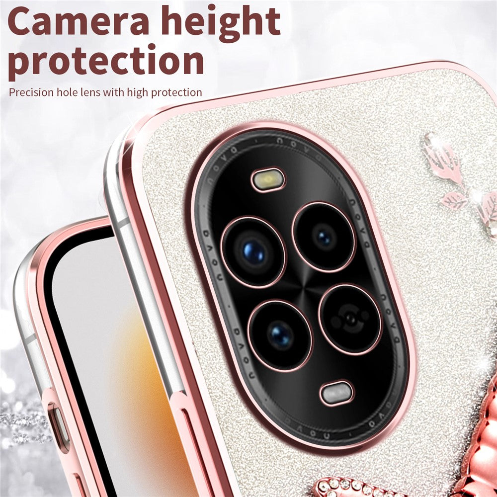 KADEM Dragonfly-stativetui til Huawei Nova 13 Pro 5G, TPU med blomster og glitter