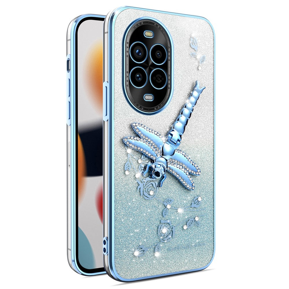 KADEM Dragonfly-stativetui til Huawei Nova 13 Pro 5G, TPU med blomster og glitter
