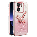 KADEM til Xiaomi 13T / 13T Pro-cover med guldsmedestativ, TPU, blomster og glitter