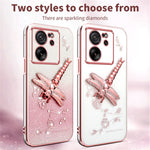 KADEM til Xiaomi 13T / 13T Pro-cover med guldsmedestativ, TPU, blomster og glitter