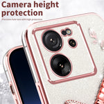 KADEM For Xiaomi 13T / 13T Pro Case Dragonfly Kickstand TPU Flowers Glitter Phone Cover