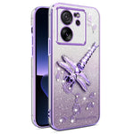 KADEM For Xiaomi 13T / 13T Pro Case Dragonfly Kickstand TPU Flowers Glitter Phone Cover
