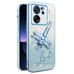 KADEM For Xiaomi 13T / 13T Pro Case Dragonfly Kickstand TPU Flowers Glitter Phone Cover