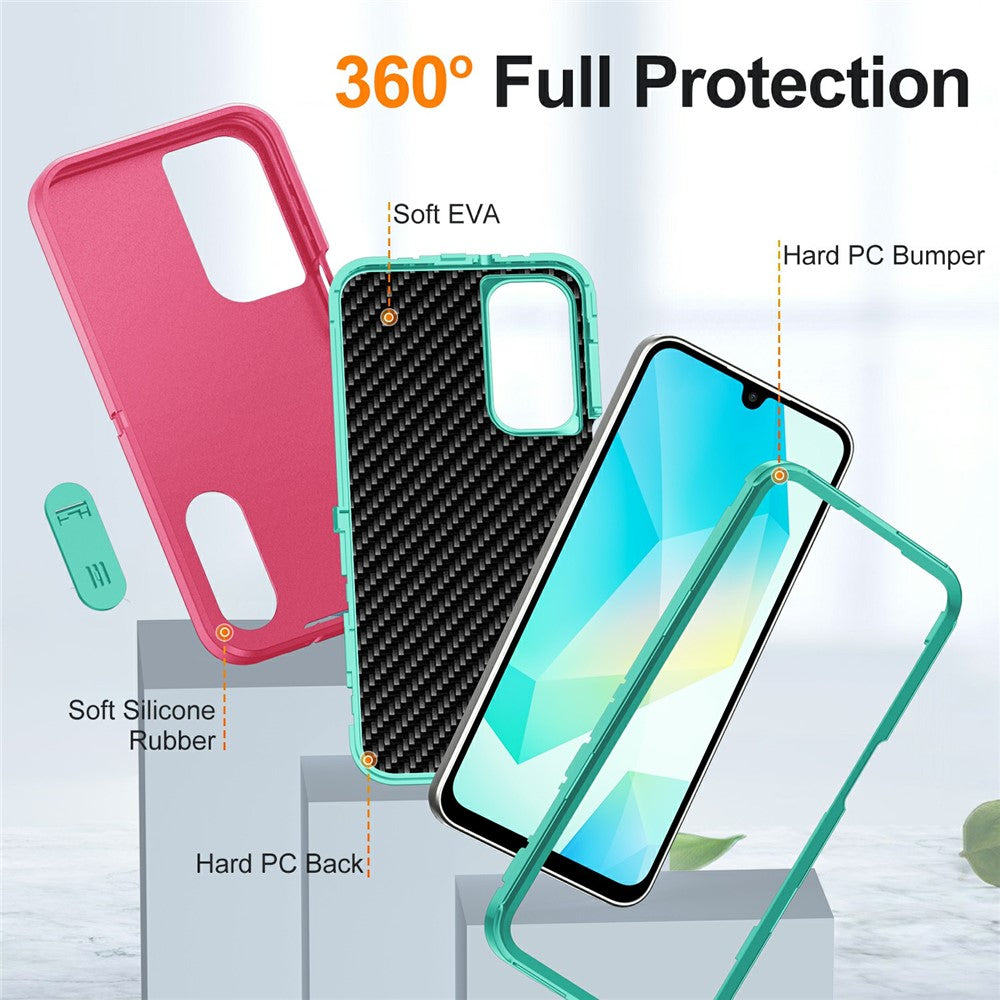 Til Samsung Galaxy A16 4G / 5G Cover Kickstand Telefoncover PC+Silikone+EVA 3-i-1 Design