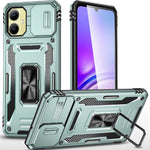 For Samsung Galaxy A06 4G Case Kickstand Slide Lens Lid PC+TPU Drop-Proof Phone Cover