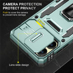 For Samsung Galaxy A06 4G Case Kickstand Slide Lens Lid PC+TPU Drop-Proof Phone Cover