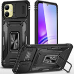 For Samsung Galaxy A06 4G Case Kickstand Slide Lens Lid PC+TPU Drop-Proof Phone Cover