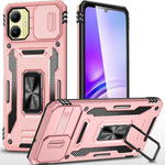 For Samsung Galaxy A06 4G Case Kickstand Slide Lens Lid PC+TPU Drop-Proof Phone Cover
