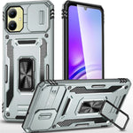 For Samsung Galaxy A06 4G Case Kickstand Slide Lens Lid PC+TPU Drop-Proof Phone Cover
