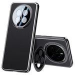 For Honor Magic7 5G Case with Lens Guard Kickstand Anti Drop TPU+PU Phone Back Cover