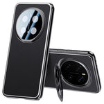 For Honor Magic7 Pro 5G Case with Lens Guard Kickstand Anti Drop TPU+PU Phone Back Cover