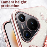 KADEM TPU-mobilcover til Huawei Pura 70 med guldsmed, stativ, blomster og glitter