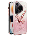 KADEM För Huawei Pura 70 Pro / Pura 70 Pro+ Skal Dragonfly Stativ TPU Blommor Glitter mobilskal
