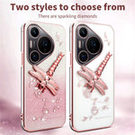 KADEM För Huawei Pura 70 Pro / Pura 70 Pro+ Skal Dragonfly Stativ TPU Blommor Glitter mobilskal