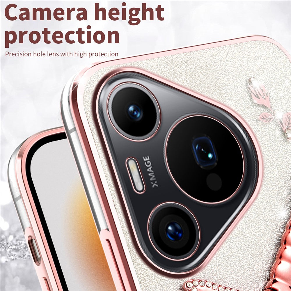 KADEM För Huawei Pura 70 Pro / Pura 70 Pro+ Skal Dragonfly Stativ TPU Blommor Glitter mobilskal