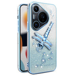 KADEM För Huawei Pura 70 Pro / Pura 70 Pro+ Skal Dragonfly Stativ TPU Blommor Glitter mobilskal