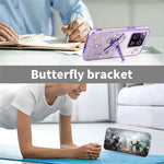 KADEM For Xiaomi 13 Case Dragonfly Kickstand TPU Flowers Glitter Phone Cover