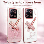 KADEM For Xiaomi 13 Pro 5G Case Dragonfly Kickstand TPU Flowers Glitter Phone Cover