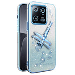 KADEM For Xiaomi 13 Pro 5G Case Dragonfly Kickstand TPU Flowers Glitter Phone Cover