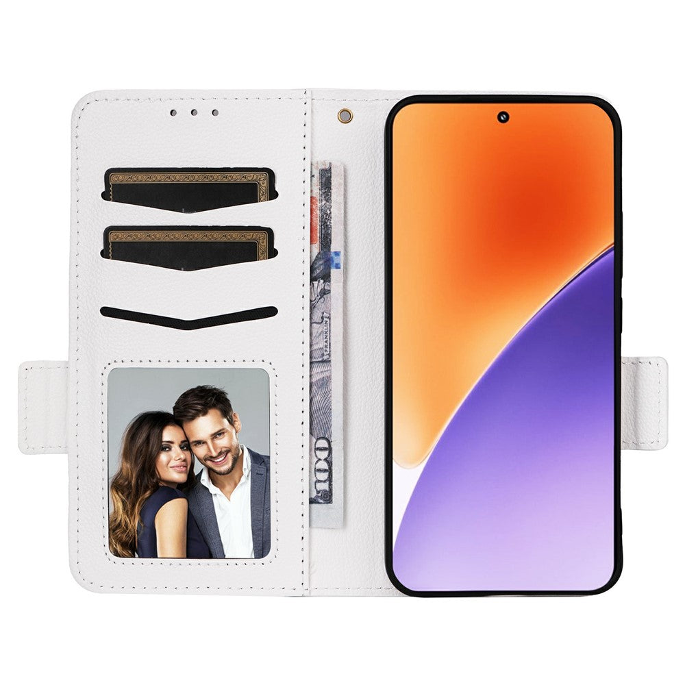 For Xiaomi 15 Pro Case with Wrist Strap Litchi Texture PU Leather Wallet Phone Cover