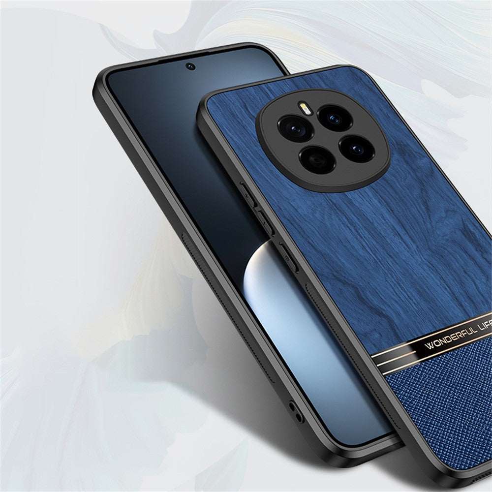 For Honor Magic7 5G Case Wood Texture Leather Coated TPU Phone Protective Cover