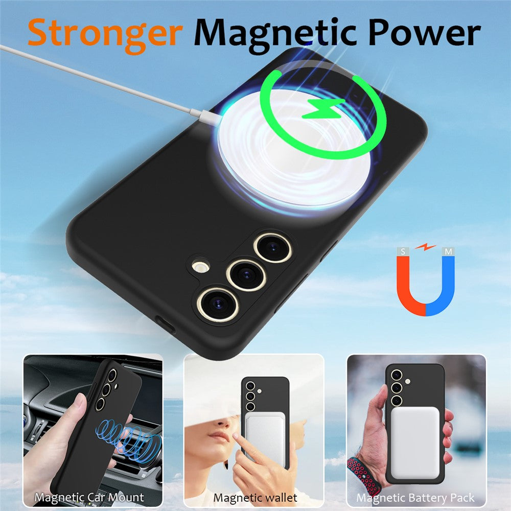 For Samsung Galaxy S24 FE Magnetic Case Anti-Drop Liquid Silicone Phone Cover