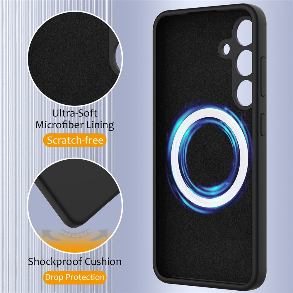 For Samsung Galaxy S24 FE Magnetic Case Anti-Drop Liquid Silicone Phone Cover